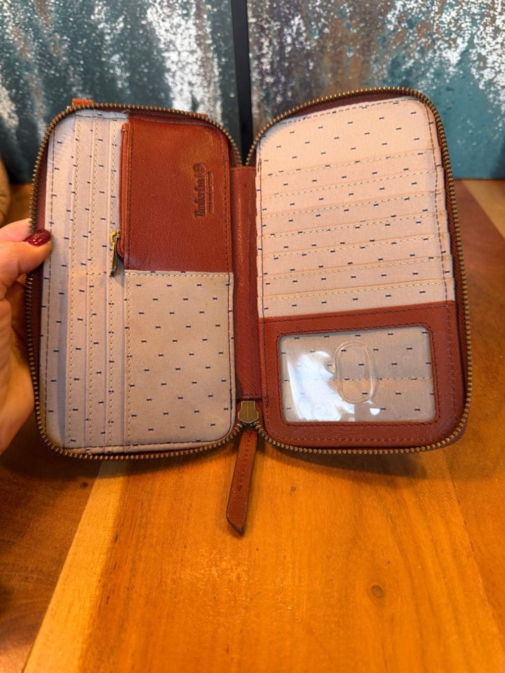 Timberland Minimalist Leather Phone Crossbody Wallet Brown Compact (GUC) - Picture 14 of 17